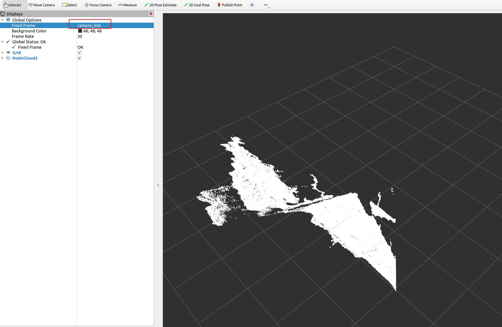RViz depth point cloud example